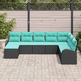 Set di divani con cuscino 8 pcs Nero e Turchese polyrattan
