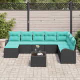 Set di divani con cuscino 9 pcs Nero e Turchese polyrattan