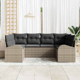 Set Divano da Giardino con cuscino 6 pcs Grigio polyrattan