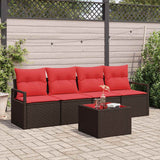 Set di divani con cuscino 5 pcs Beige e Rosso polyrattan