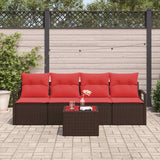 Set di divani con cuscino 5 pcs Beige e Rosso polyrattan