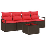 Set di divani con cuscino 5 pcs Beige e Rosso polyrattan