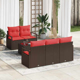 Set Divano da Giardino 6 pcs Beige e Rosso polyrattan