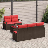 Set Divano da Giardino 6 pcs Beige e Rosso polyrattan