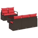 Set Divano da Giardino 6 pcs Beige e Rosso polyrattan