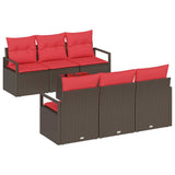 Set Divano da Giardino 7 pcs Beige e Rosso polyrattan