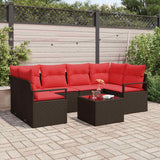Set Divano da Giardino 7 pcs Beige e Rosso polyrattan