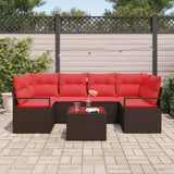 Set Divano da Giardino 7 pcs Beige e Rosso polyrattan