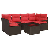 Set Divano da Giardino 7 pcs Beige e Rosso polyrattan