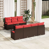 Set Divano da Giardino 8 pcs Beige e Rosso polyrattan