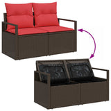 Set Divano da Giardino 8 pcs Beige e Rosso polyrattan