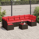 Set Divano da Giardino 8 pcs Beige e Rosso polyrattan