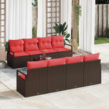 Set di divani con cuscino 9 pcs Beige e Rosso polyrattan