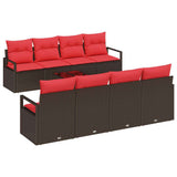 Set di divani con cuscino 9 pcs Beige e Rosso polyrattan