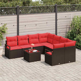 Set di divani con cuscino 9 pcs Beige e Rosso polyrattan