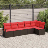 Set Divano da Giardino 6 pcs Marrone e Rosso polyrattan