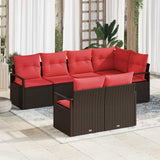 Set Divano da Giardino 7 pcs Marrone e Rosso polyrattan