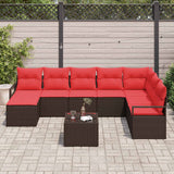Set di divani con cuscino 9 pcs Marrone e Rosso polyrattan
