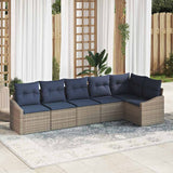 Set Divano da Giardino 6 pcs Grigio e Blu Navy polyrattan