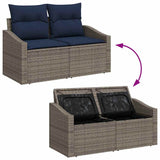 Set Divano da Giardino 6 pcs Grigio e Blu Navy polyrattan