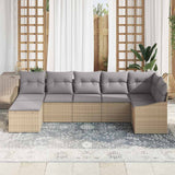 Set Divano da Giardino 7 pcs Beige e Grigio Chiaro polyrattan