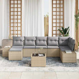 Set Divano da Giardino con cuscino 7 pcs Beige polyrattan