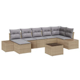 Set Divano da Giardino con cuscino 7 pcs Beige polyrattan