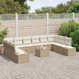 Set Divano da Giardino 10 pcs Beige e Crema Polyrattan