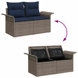 Set Divano da Giardino 5 pcs Grigio e Blu Navy polyrattan