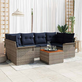 Set Divano da Giardino 7 pcs Grigio e Blu Navy polyrattan