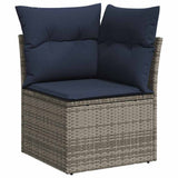 Set Divano da Giardino 7 pcs Grigio e Blu Navy polyrattan