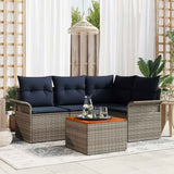 Set Divano da Giardino 5 pcs Grigio e Blu Navy polyrattan