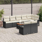 Set Divano da Giardino 9 pcs Nero e Crema polyrattan