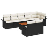 Set Divano da Giardino 9 pcs Nero e Crema polyrattan