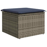 Set Divano da Giardino 9 pcs Grigio e Blu Navy polyrattan
