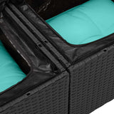 Set Divano da Giardino 9 pcs Nero e Turchese polyrattan