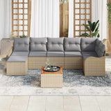 Set Divano da Giardino 8 pcs Beige e Grigio Chiaro polyrattan