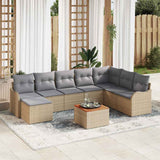 Set Divano da Giardino 9 pcs beige e grigio chiaro