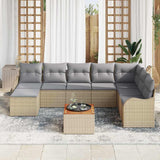 Set Divano da Giardino 9 pcs beige e grigio chiaro