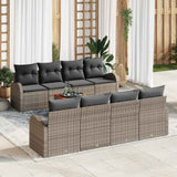 Set Divano da Giardino 9 pcs Grigio polyrattan