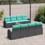 Set Divano da Giardino 9 pcs Nero e Turchese polyrattan