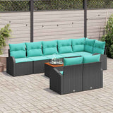 Set Divano da Giardino 9 pcs Nero e Turchese polyrattan