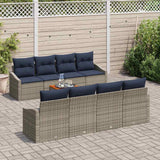Set Divano da Giardino 9 pcs Grigio e Blu Navy polyrattan