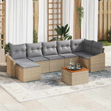 Set Divano da Giardino 8 pcs Beige e Grigio Chiaro polyrattan