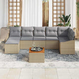 Set Divano da Giardino 8 pcs Beige e Grigio Chiaro polyrattan