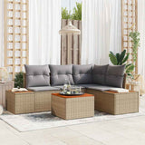 Set Divano da Giardino 4 pcs Beige e Grigio Chiaro Polyrattan