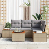 Set Divano da Giardino 4 pcs Beige e Grigio Chiaro Polyrattan