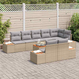 Set Divano da Giardino 8 pcs Beige e Grigio Chiaro Polyrattan