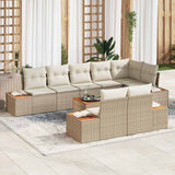 Set Divano da Giardino 8 pcs Beige e Crema Polyrattan