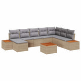 Set Divano da Giardino 9 pcs Beige e Grigio Chiaro Polyrattan